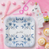 ボタニカルブルーフラワーズ紙プレート ペーパープレート (パーティー)