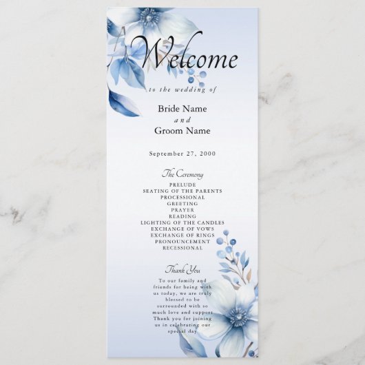 ボタニカルブルーフラワーズ結婚式 プログラム (正面)