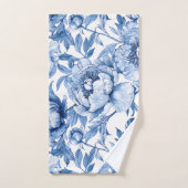 ボタニカルブルーフローラアールヌーボー磁器花 バスタオルセット (ハンドタオル)