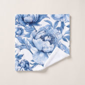 ボタニカルブルーフローラアールヌーボー磁器花 バスタオルセット (ウォッシュタオル)