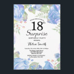 ボタニカルブルーフローラサプライズ18th誕生日 招待状<br><div class="desc">植物の青いフローラサプライズ18誕生日招待状。フローラ·ピンク·ピニーズ·誕生日·招待状·フォー·ウーマン。水彩フローラフラワーピンクエレガントのバラと牡丹の花。大人の誕生日。白の背景白黒：13.15.16.18.21.30.40.50.60.70.80.90.100.任意の年齢さらにカスタマイズするには、「クリックカスタマイズit」ボタンをクリックし、デザインツールを使用してこのテンプレートを変更してください。</div>