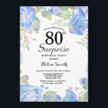 ボタニカルブルーフローラサプライズ80th誕生日 招待状<br><div class="desc">植物青フローラサプライズ80誕生日招待状。フローラ·ピンク·ピニーズ·誕生日·招待状·フォー·ウーマン。水彩フローラフラワーピンクエレガントのバラと牡丹の花。大人の誕生日。白の背景白黒：13.15.16.18.21.30.40.50.60.70.80.90.100.任意の年齢さらにカスタマイズするには、「クリックカスタマイズit」ボタンをクリックし、デザインツールを使用してこのテンプレートを変更してください。</div>