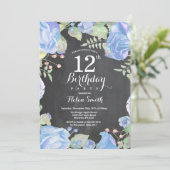 ボタニカルブルーフローラ12番目の誕生日招待状 招待状 (スタンド正面)
