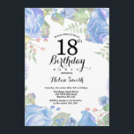 ボタニカルブルーフローラ18th誕生日招待状 招待状<br><div class="desc">植物青フローラ18誕生日招待状。フローラ·ピンク·ピニーズ·誕生日·招待状·フォー·ウーマン。水彩フローラフラワーピンクエレガントのバラと牡丹の花。大人の誕生日。白の背景白黒：13.15.16.18.21.30.40.50.60.70.80.90.100.任意の年齢さらにカスタマイズするには、「クリックカスタマイズit」ボタンをクリックし、デザインツールを使用してこのテンプレートを変更してください。</div>