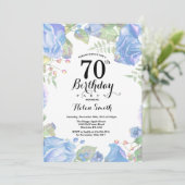 ボタニカルブルーフローラ70th誕生日招待状 招待状 (スタンド正面)