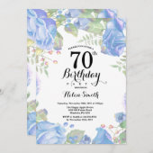 ボタニカルブルーフローラ70th誕生日招待状 招待状 (正面/裏面)