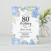 ボタニカルブルーフローラ80th誕生日招待状 招待状 (スタンド正面)