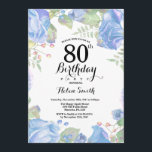 ボタニカルブルーフローラ80th誕生日招待状 招待状<br><div class="desc">植物青フローラ80誕生日招待状。フローラ·ピンク·ピニーズ·誕生日·招待状·フォー·ウーマン。水彩フローラフラワーピンクエレガントのバラと牡丹の花。大人の誕生日。白の背景白黒：13.15.16.18.21.30.40.50.60.70.80.90.100.任意の年齢さらにカスタマイズするには、「クリックカスタマイズit」ボタンをクリックし、デザインツールを使用してこのテンプレートを変更してください。</div>