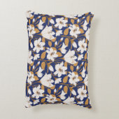 ボタニカルブルーベージュリリラフローラルパターン アクセントクッション (裏面(縦))
