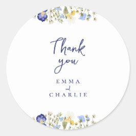 ボタニカルブルーボホワイルドフラワー素朴ズ結婚ズ ラウンドシール