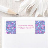 ボタニカルブルーワイルドフラワーフローラ差出人住所 ラベル (インサイチュ)