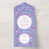 ボタニカルブルーワイルドフラワー結婚フローラ オールインワン招待状 (内側)