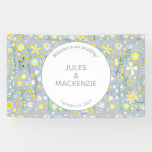 ボタニカルブルーワイルドフラワー結婚フローラ 横断幕