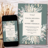 ボタニカルブロージセージグリーン結婚式招待状 招待状