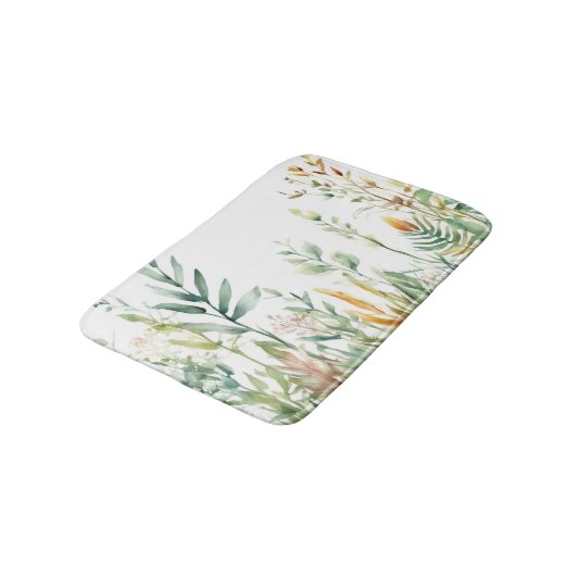 ボタニカルプラントグリーンホワイトデザイン311 バスマット (アングル)