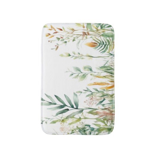 ボタニカルプラントグリーンホワイトデザイン311 バスマット (正面縦)