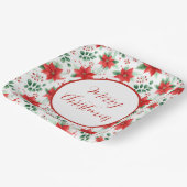 ボタニカルプリントレッドポインセティアス水彩模様 ペーパープレート (傾斜あり)