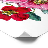 ボタニカルプリント – 葵&バラ ポスター (角)