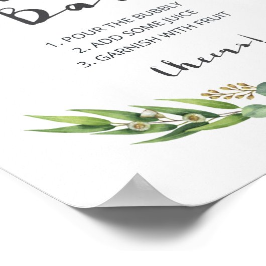 ボタニカルベイビーシャワーモモモザバーサイン ポスター (角)