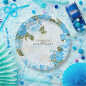 ボタニカルベビーブルーフローラデザイン ペーパープレート (パーティー)