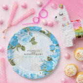 ボタニカルベビーブルーフローラデザイン ペーパープレート (パーティー)