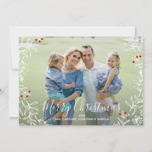 ボタニカルベリーメリークリスマスファミリーフォト シーズンカード (正面)