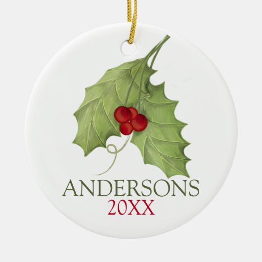 ボタニカルベリー素朴ホリデイグリーナリーファミリー セラミックオーナメント (正面)