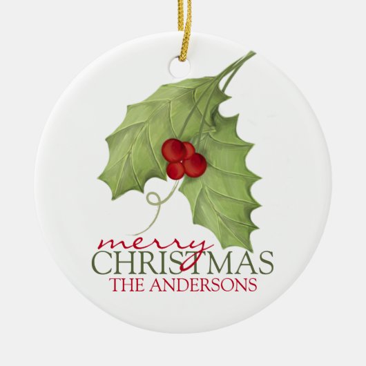 ボタニカルベリー素朴ホリデーカスタムファミリー セラミックオーナメント (正面)