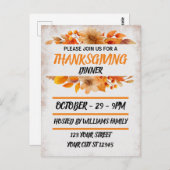 ボタニカルベージュの感謝祭ディナー ポストカード (正面/裏面)
