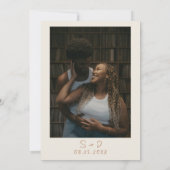 ボタニカルベージュフローラテラコッタフォト結婚ズ セーブザデート (裏面)