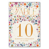 ボタニカルベージュボホフローラルフラワー結婚ズ テーブルナンバー (正面)