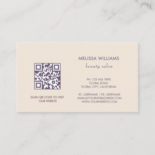 ボタニカルベージュ抽象芸術 名刺 (裏面)