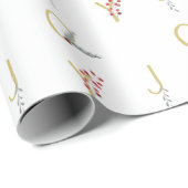 ボタニカルホリデージョイ素朴金ゴールドミニマルパーティー ラッピングペーパー (ロールコーナー)