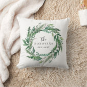 ボタニカルホリデーパインリースとファミリー名 クッション (ブランケット)