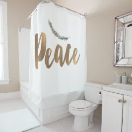 ボタニカルホリデーピースブランチパイン素朴金ゴールド シャワーカーテン