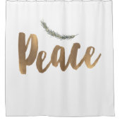 ボタニカルホリデーピースブランチパイン素朴金ゴールド シャワーカーテン (正面)