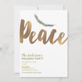 ボタニカルホリデーピースブランチパイン素朴金ゴールド 招待状 (正面)