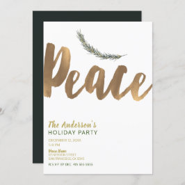 ボタニカルホリデーピースブランチパイン素朴金ゴールド 招待状