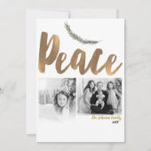 ボタニカルホリデーピースブランチパイン金ゴールド写真 招待状 (正面)