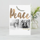 ボタニカルホリデーピースブランチパイン金ゴールド写真 招待状 (スタンド正面)