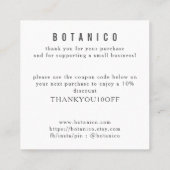 ボタニカルホワイトグレーフローラモダンありがとう スクエア名刺 (裏面)