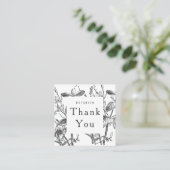 ボタニカルホワイトグレーフローラモダンありがとう スクエア名刺 (スタンド正面)