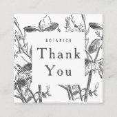 ボタニカルホワイトグレーフローラモダンありがとう スクエア名刺 (正面)