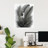 ボタニカルホワイトブラックラインスケッチ ポスター (ホームオフィス)