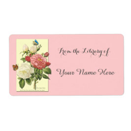 ボタニカルホワイトレッドローゼライブラリー蔵書票 ラベル