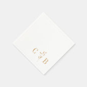 ボタニカルホワイト金ゴールドモノグラム結婚イニシャル スタンダードカクテルナプキン (角)