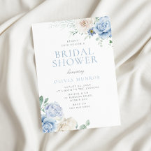 ボタニカルホワイト&ブルーフローラブライダルシャワー