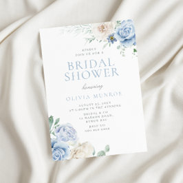 ボタニカルホワイト&ブルーフローラブライダルシャワー 招待状