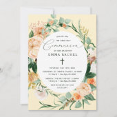 ボタニカルボパーソナライズされたーホカワイイエローコミュニオン 招待状 (正面)