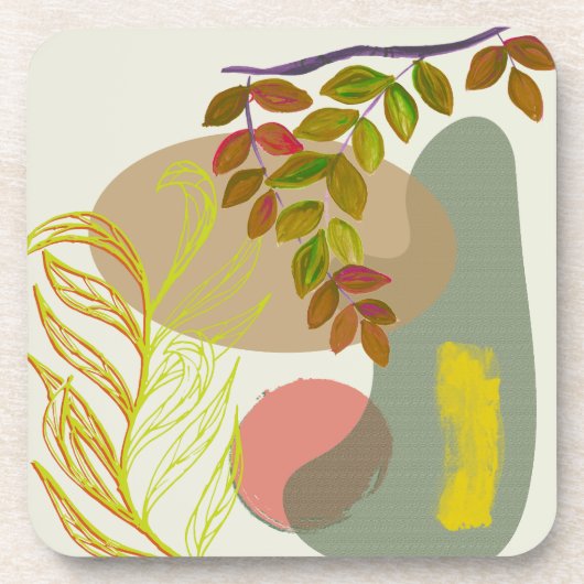 ボタニカルボホイエローグリーン コースター (正面)